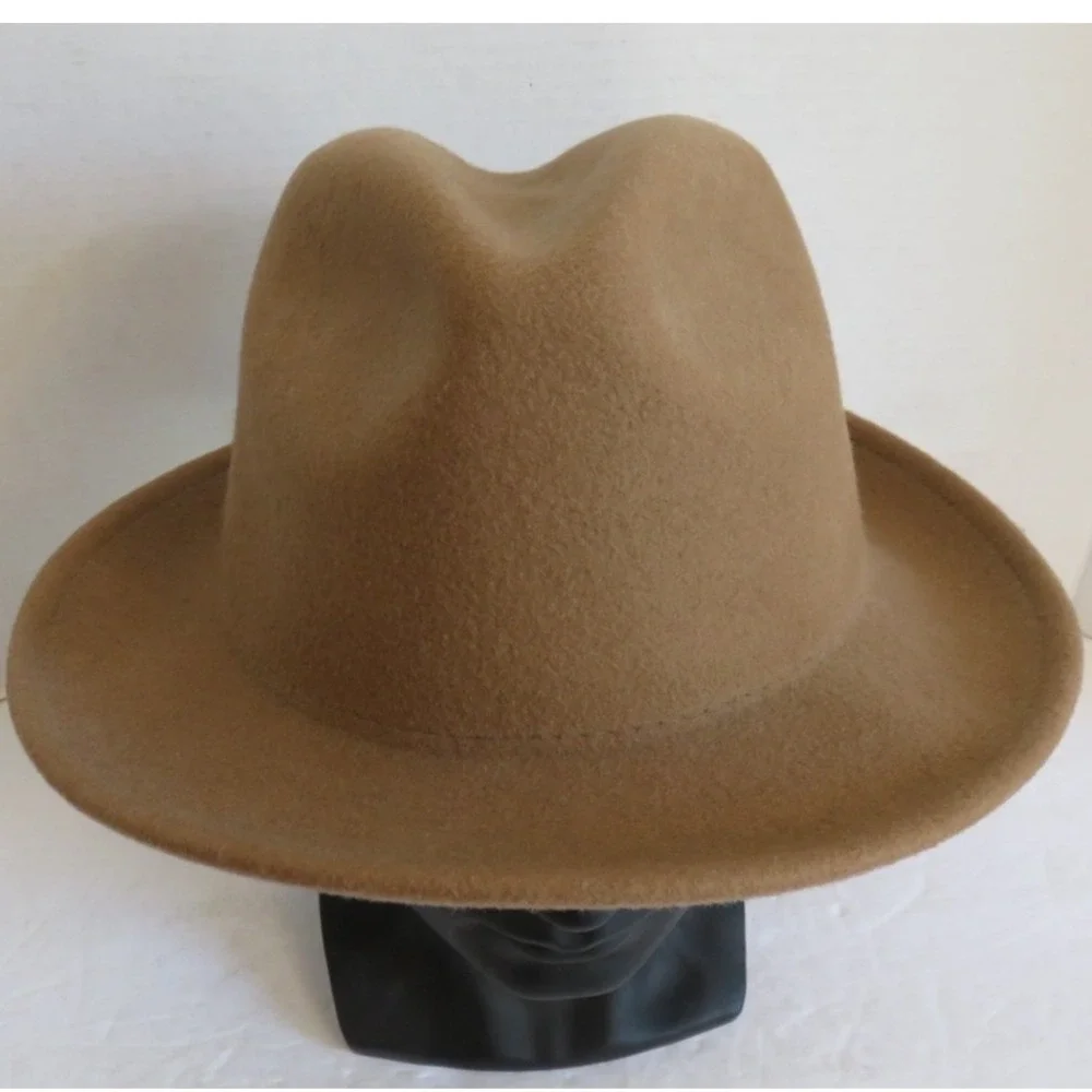 Yellow 108 Luke Fedora Hat Tan 100% Wool Water Repelant Medium  Made in USA